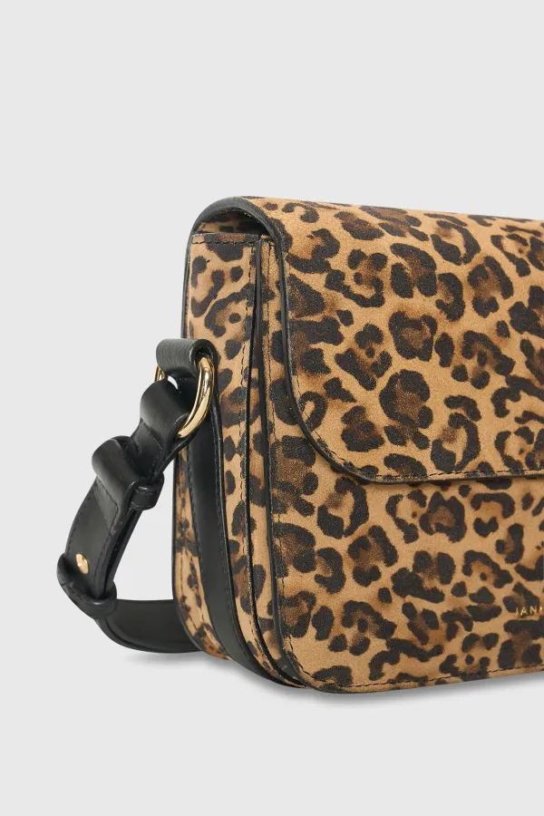 Lederhandtasche für Damen Elias mit Leopardenmuster aus Wildleder
