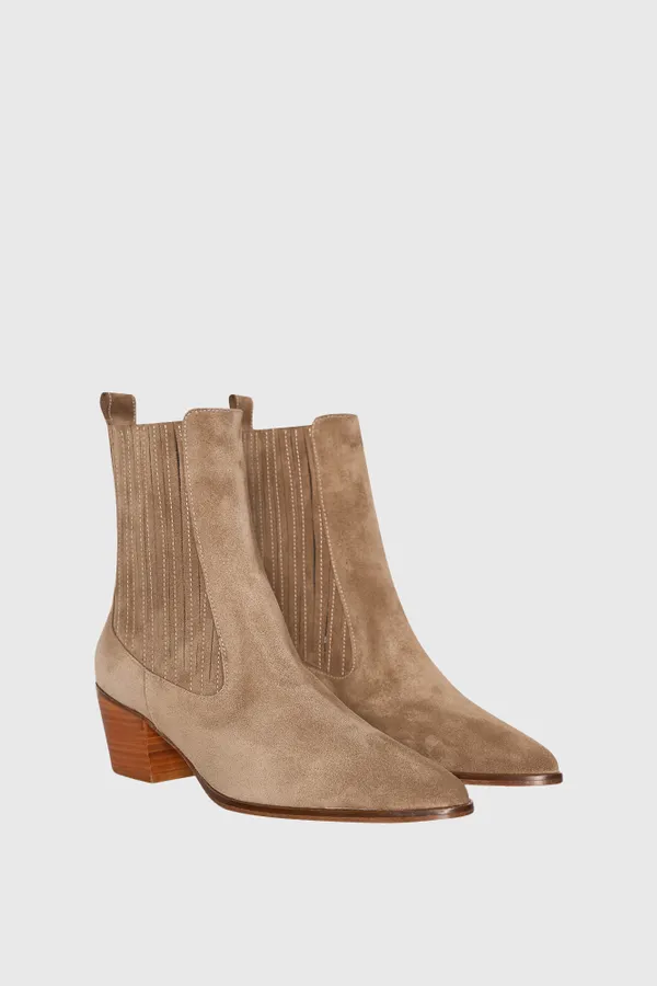 Enkellaars Western Dames Suede Colt Cognac