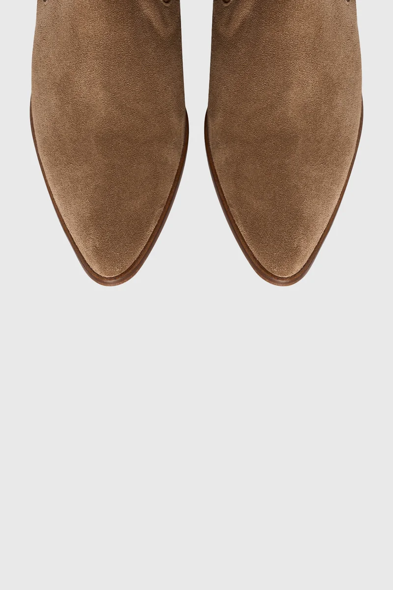 Enkellaars Western Dames Suede Colt Cognac