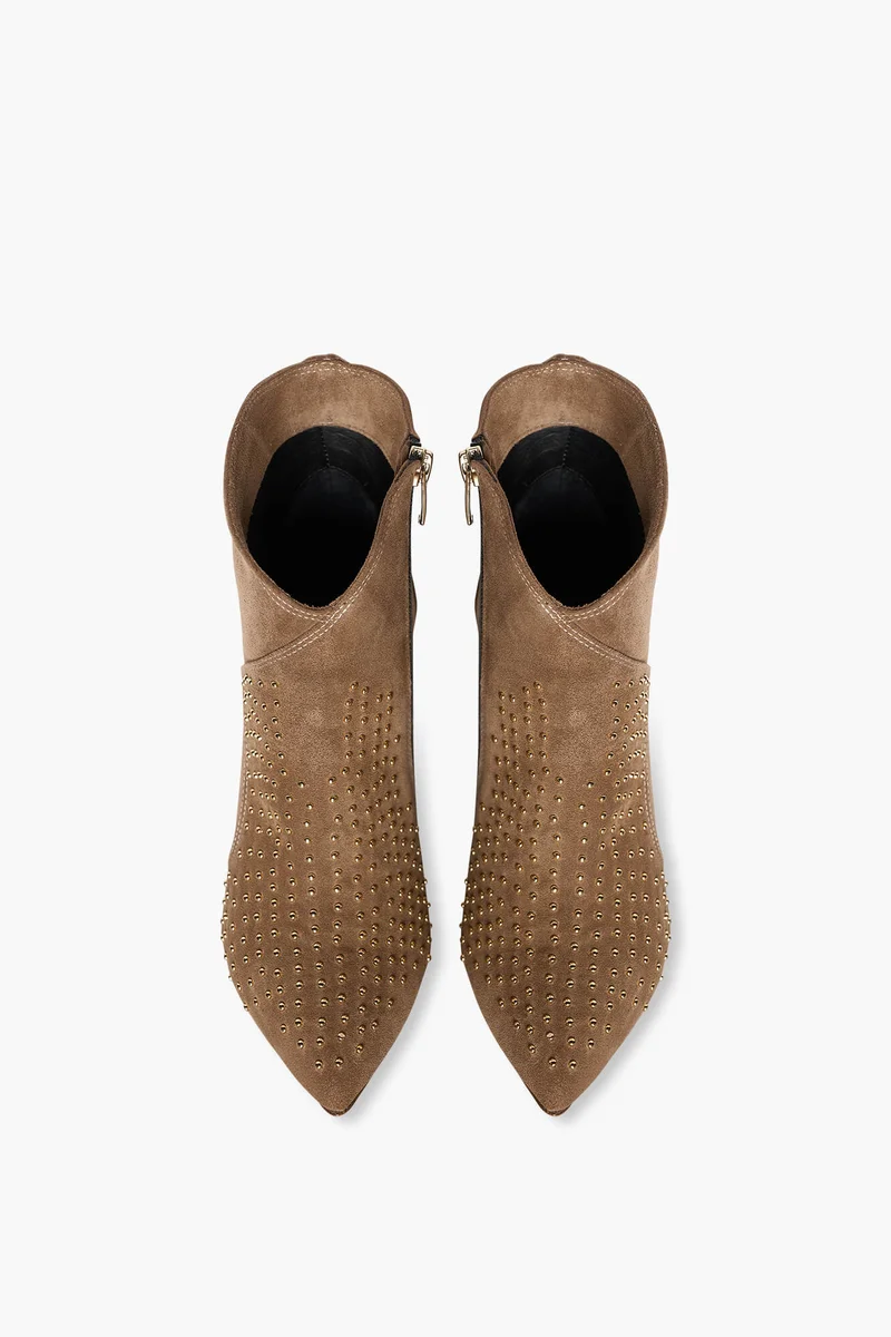 Laarsje Dames Suede Studs Stewart Cognac
