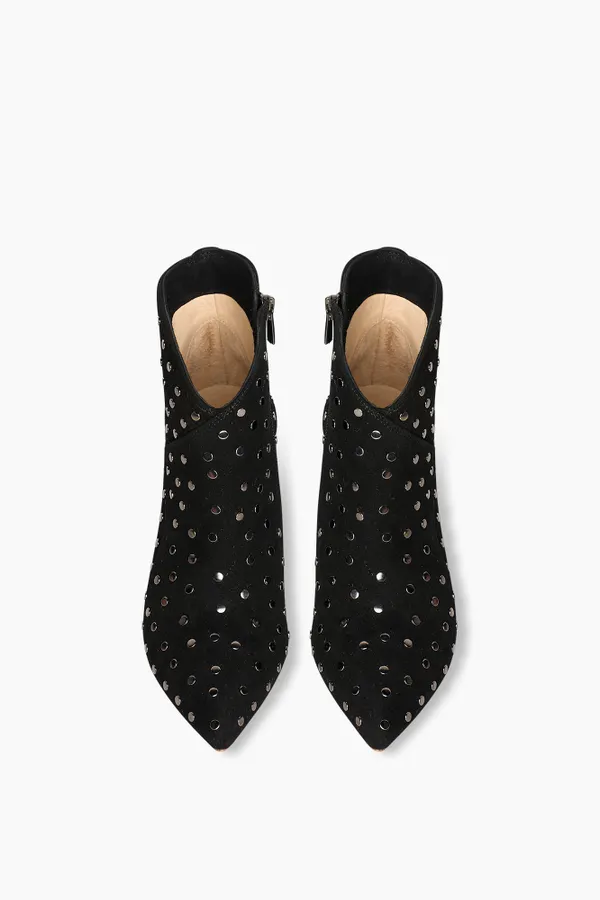 Damenstiefel aus Wildleder „Stewart“ in Schwarz mit Nieten