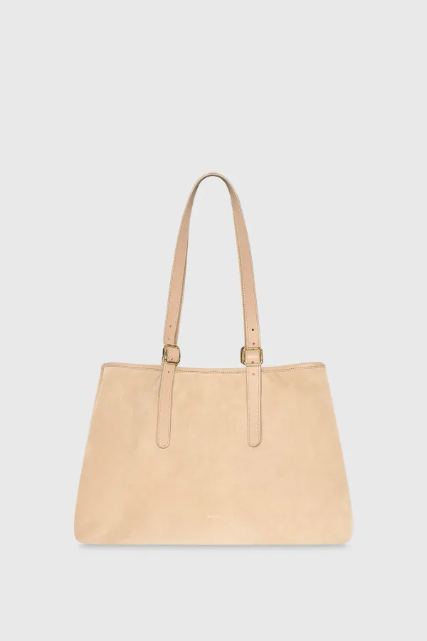 Damen-Shopper-Handtasche aus Wildleder Harper, beige