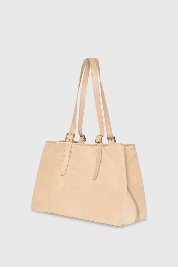 Damen-Shopper-Handtasche aus Wildleder Harper, beige