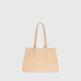 Suede Leren Dames Handtas Shopper Harper Beige