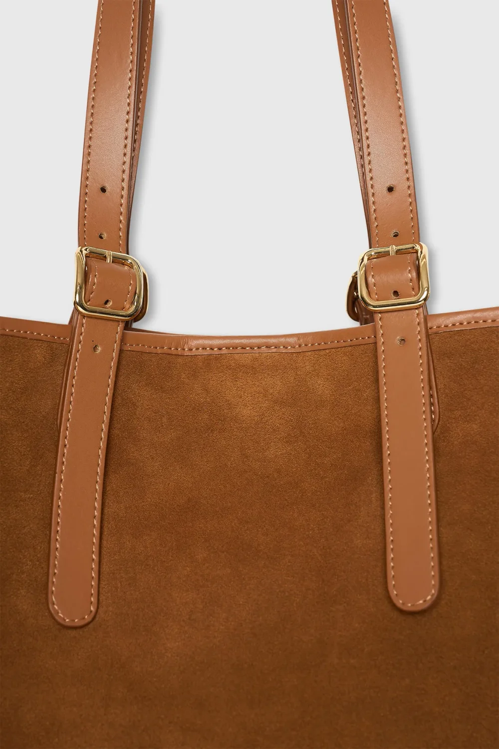 Damen-Shopper-Handtasche aus Wildleder, Modell Harper, Farbe Camel