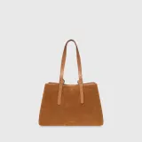 Suede Leren Dames Handtas Shopper Harper Camel