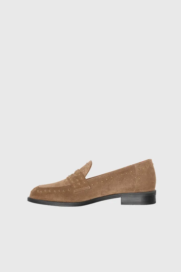 Loafer Dames Suede Studs Blake Cognac