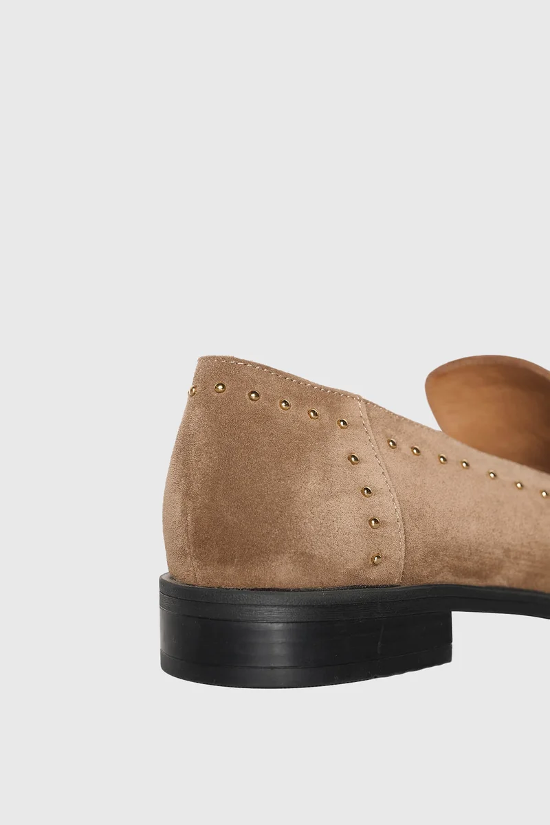 Women's Suede Stud Loafers, Blake, Cognac