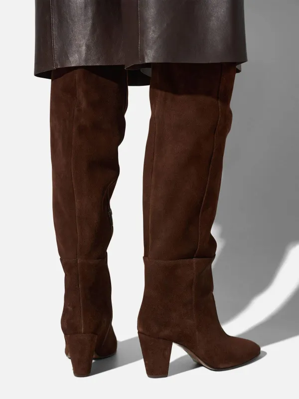 Suede Overknee Laarzen Cody Donker Bruin