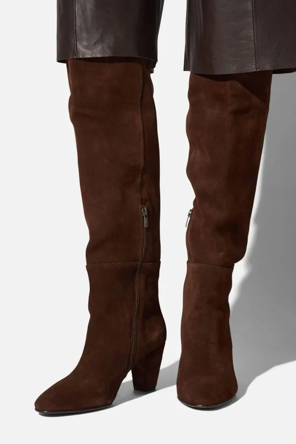 Suede Overknee Laarzen Cody Donker Bruin