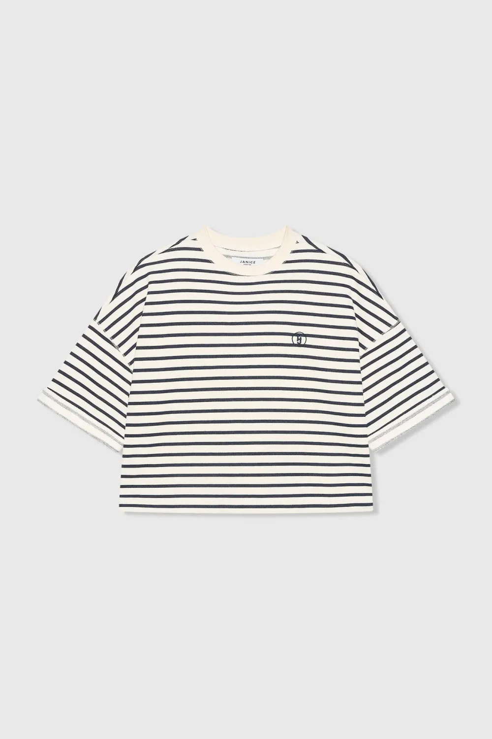 Women's Blue and White Striped Cotton Sweater by Aiden
