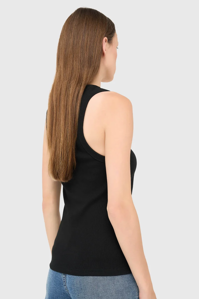 Tanktop für Damen aus Baumwolle mit Logo-Aufdruck, Rolf, schwarz