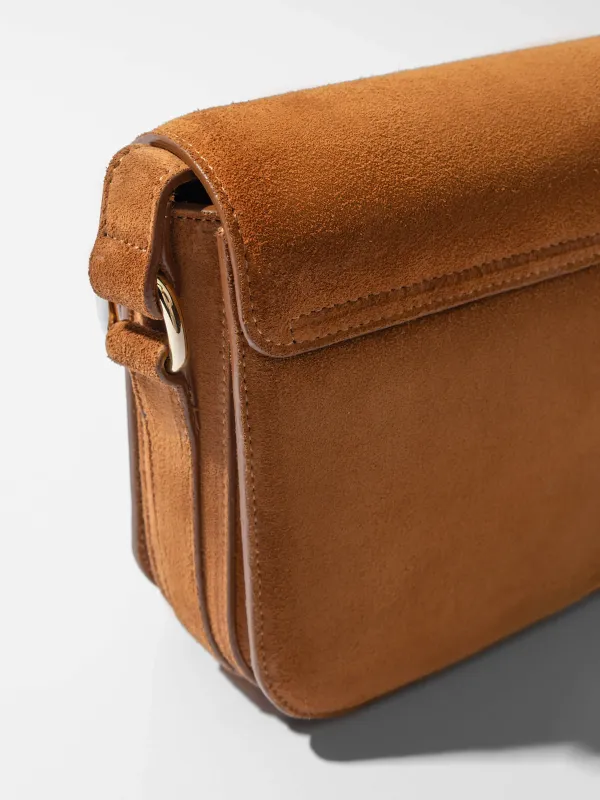 Leren Dames Tas Elias Cognac Suede