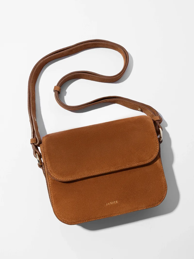 Leren Dames Tas Elias Cognac Suede