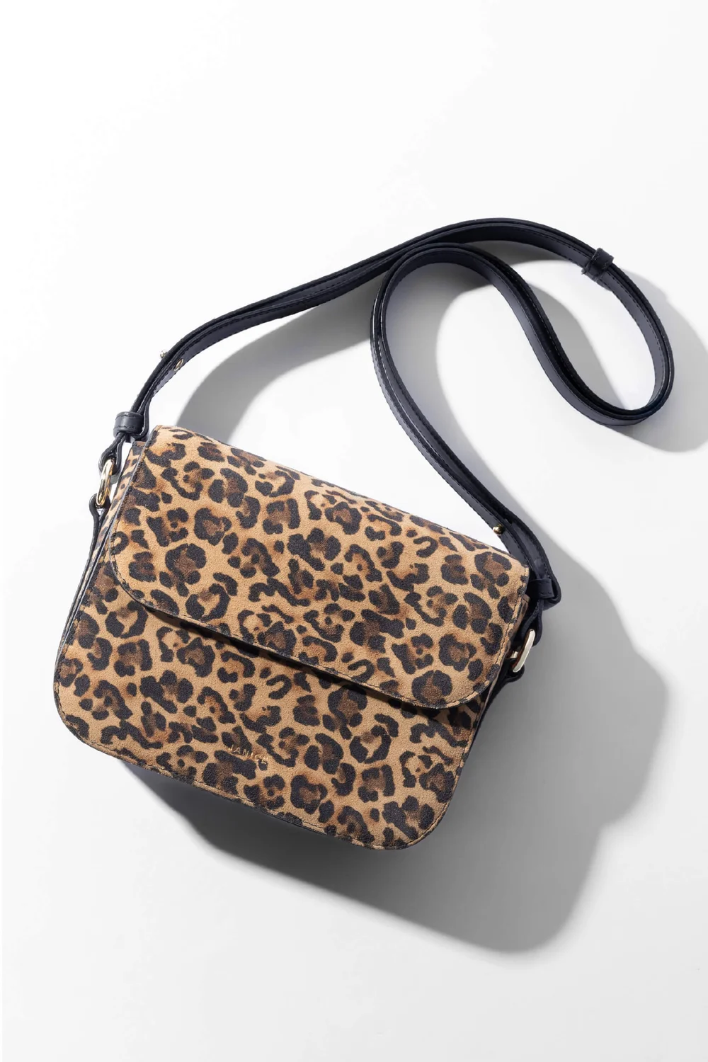 Elias Women's Leather Bag with Leopard Print Suede