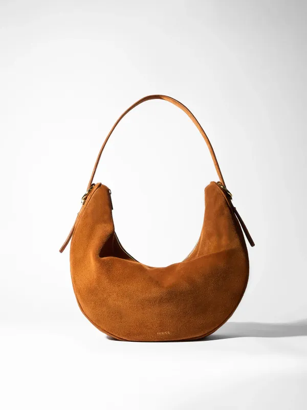 Leren Dames Schoudertas Suede Oregon Cognac