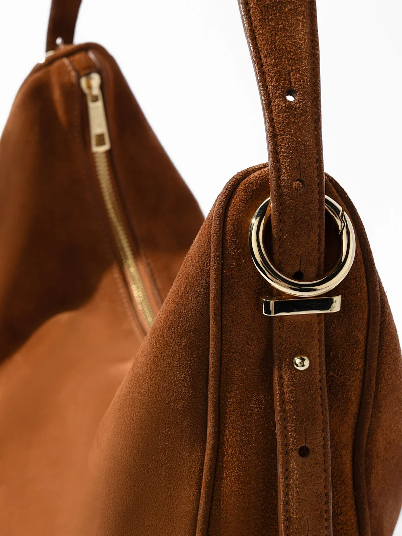 Leren Dames Schoudertas Suede Oregon Cognac