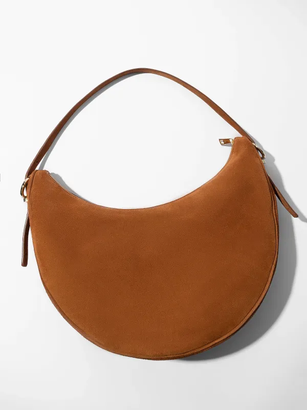Leren Dames Schoudertas Suede Oregon Cognac