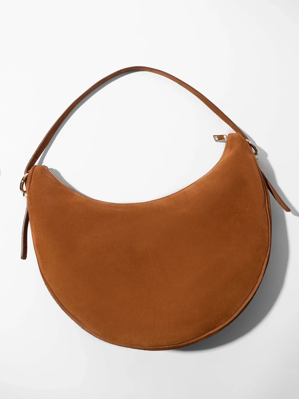 Leren Dames Schoudertas Suede Oregon Cognac