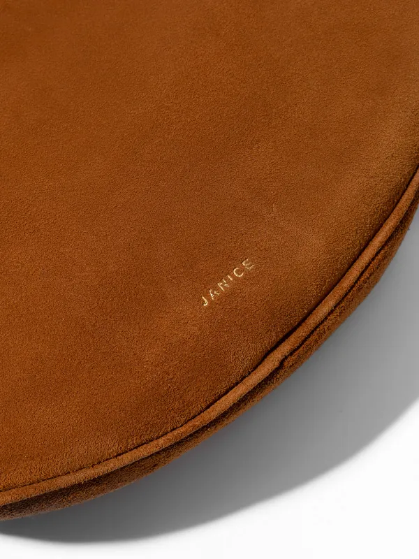 Leren Dames Schoudertas Suede Oregon Cognac