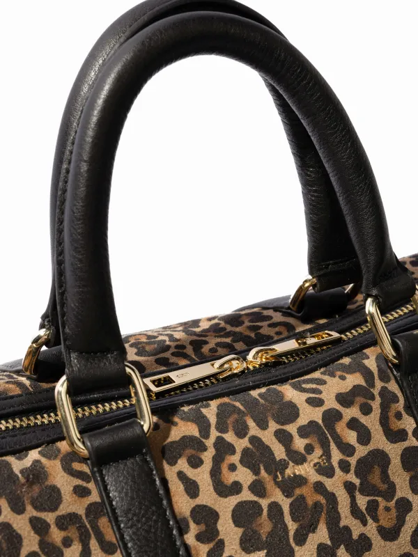 Leren Dames Tas Bowling Bag Suede Wade Panterprint