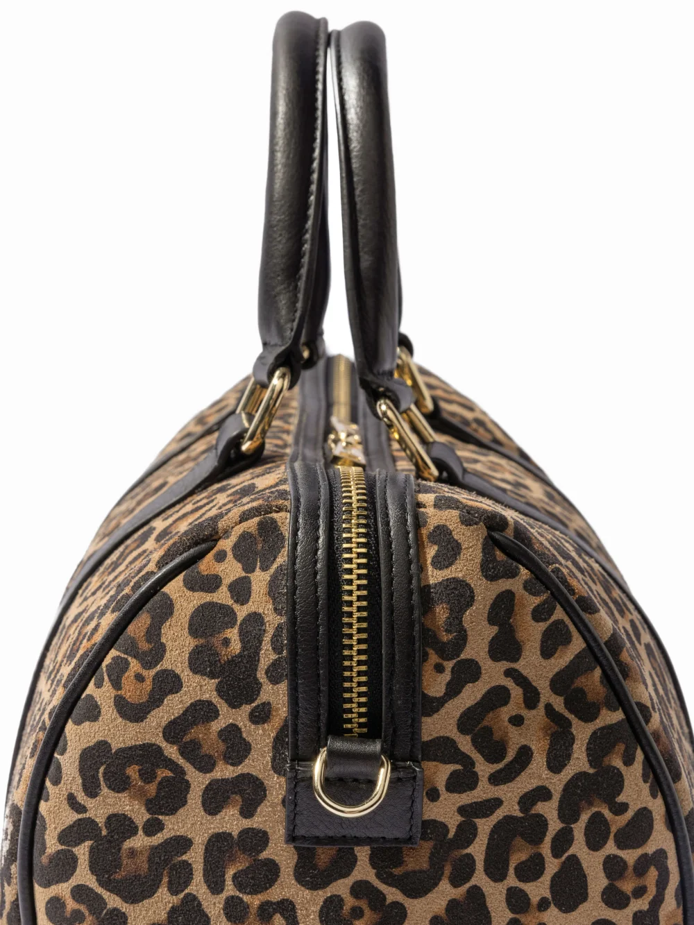 Leren Dames Tas Bowling Bag Suede Wade Panterprint