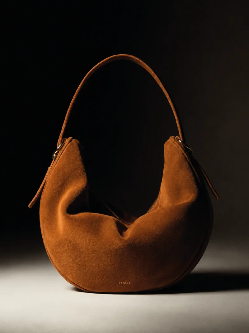 Leren Dames Schoudertas Suede Oregon Cognac