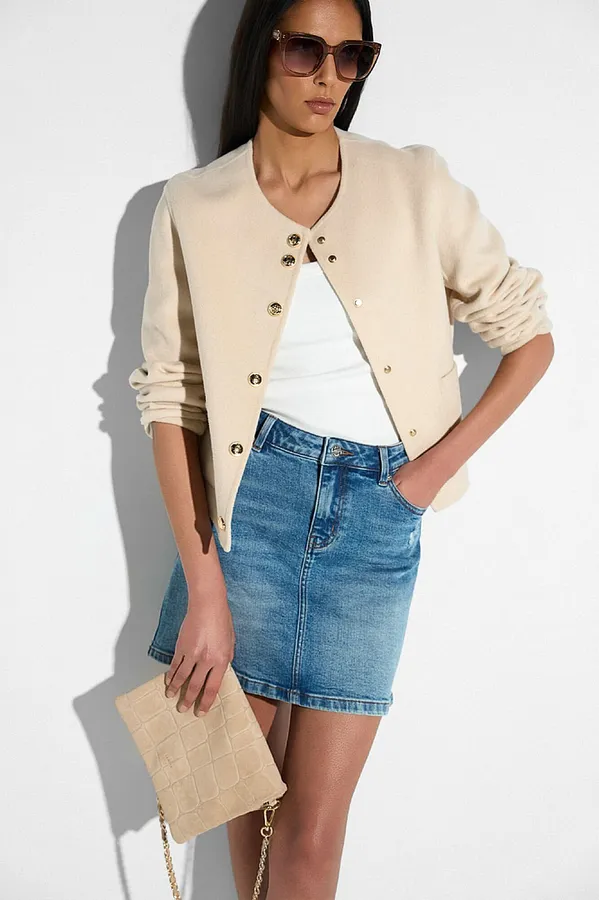 Kaschmir-Damenjacke, kurz, Vince, Double Face, beige