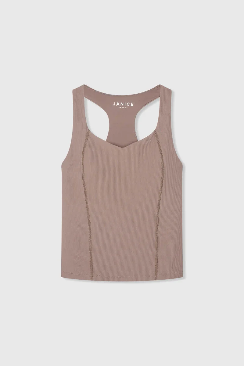 Top Women's Sports Bra: Yoga Ryle Brown Rib