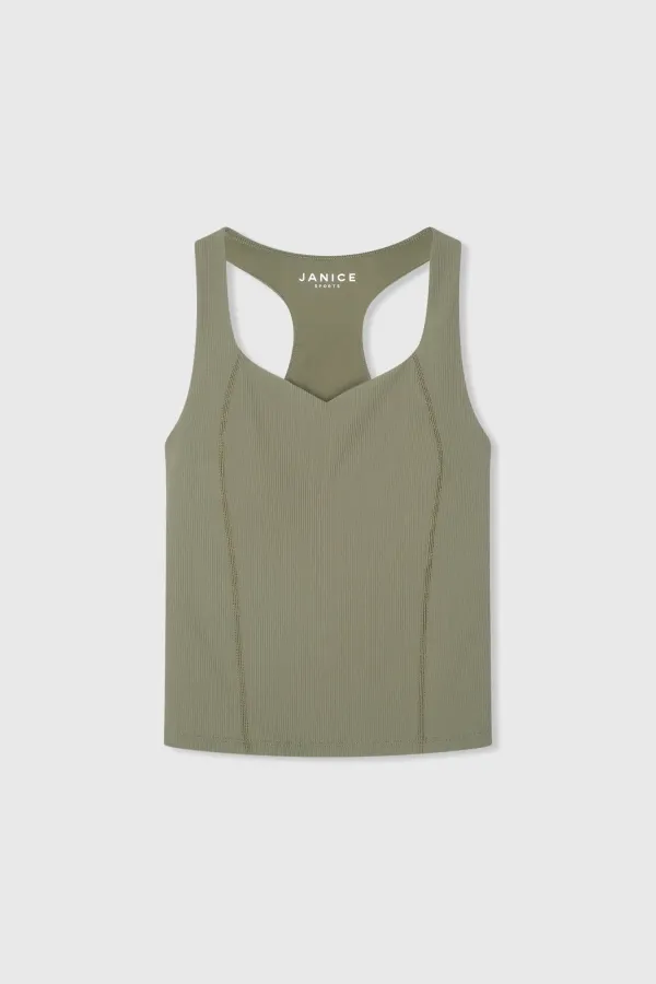 Top Women's Sports Bra Yoga Ryle Green Rib