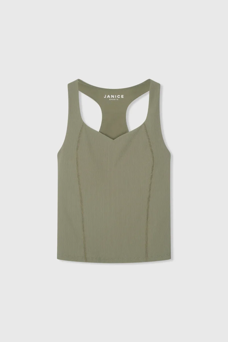Top Women's Sports Bra Yoga Ryle Green Rib