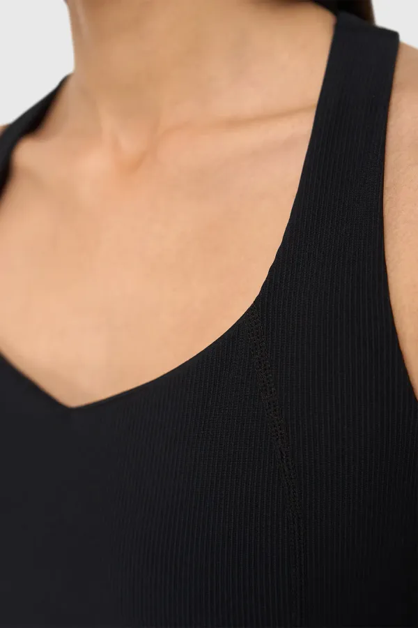 Top Women's Sports Bra Yoga Ryle Black Rib
