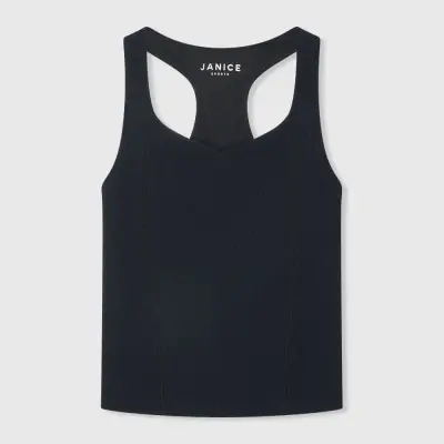 Top Damen-Sport-BH Yoga Ryle Schwarz Rippstrick