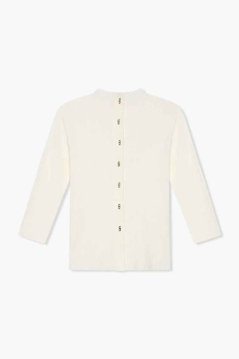 Top aus Viskose-Strick mit Logo-Aufdruck auf dem Rücken, Alec, Off-White