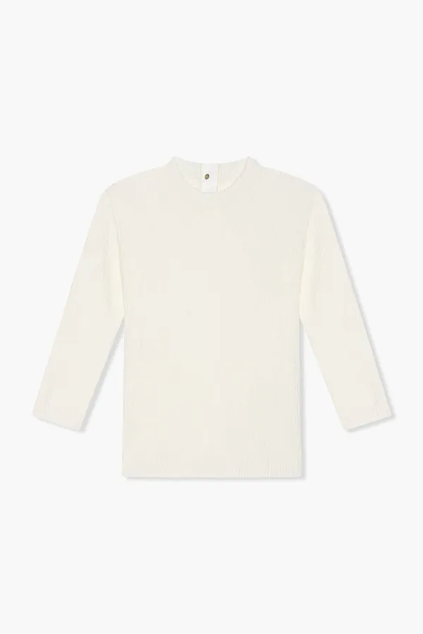 Top aus Viskose-Strick mit Logo-Aufdruck auf dem Rücken, Alec, Off-White