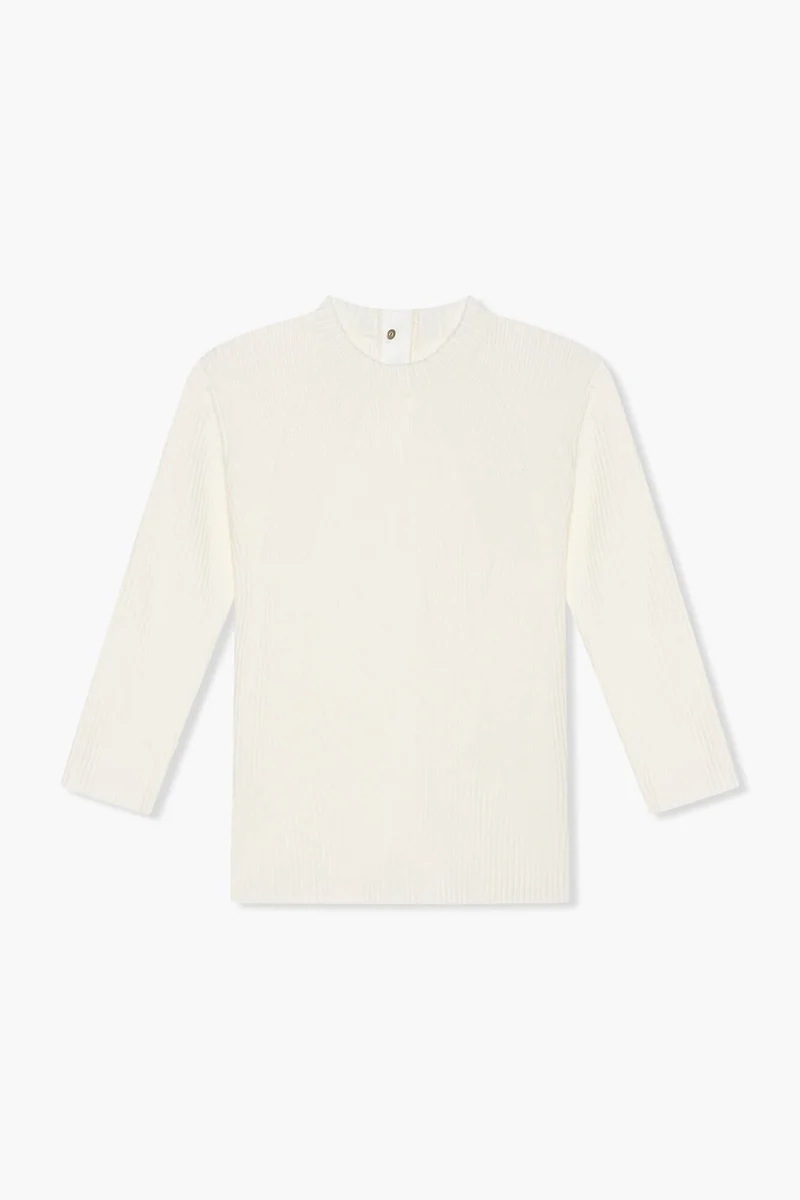 Top aus Viskose-Strick mit Logo-Aufdruck auf dem Rücken, Alec, Off-White