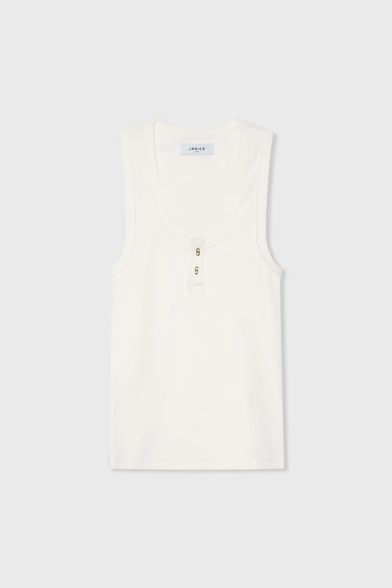 Tanktop für Damen aus Baumwolle mit Logo-Aufdruck, Rolf, Weiß