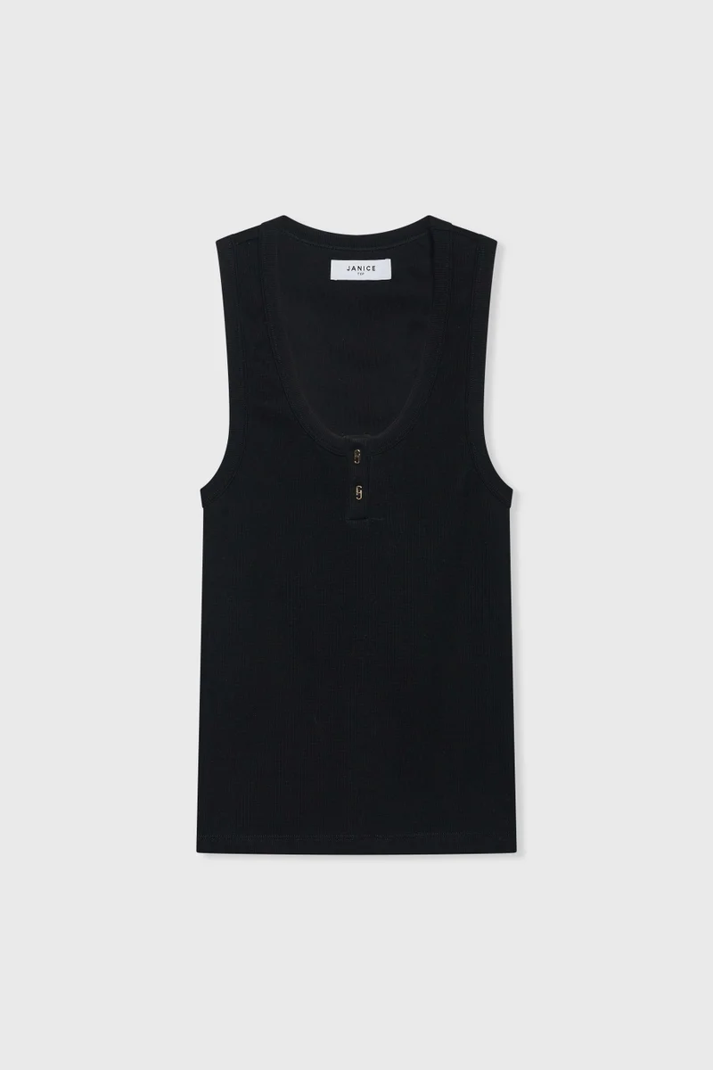 Tanktop für Damen aus Baumwolle mit Logo-Aufdruck, Rolf, schwarz