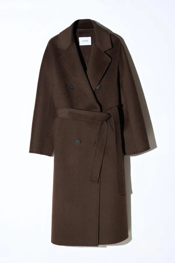 Trench Jas Lang Dames Yak Wol Detroit Bruin