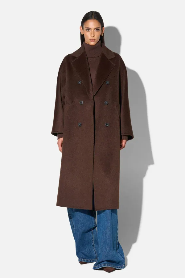 Trench Jas Lang Dames Yak Wol Detroit Bruin
