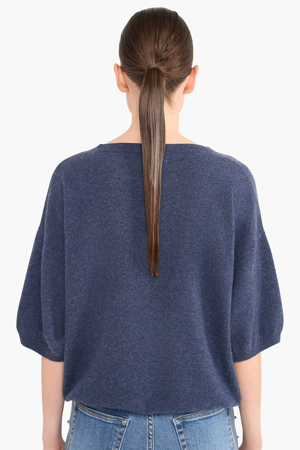 Cashmere Trui Dames Korte Mouw Romeo Blauw