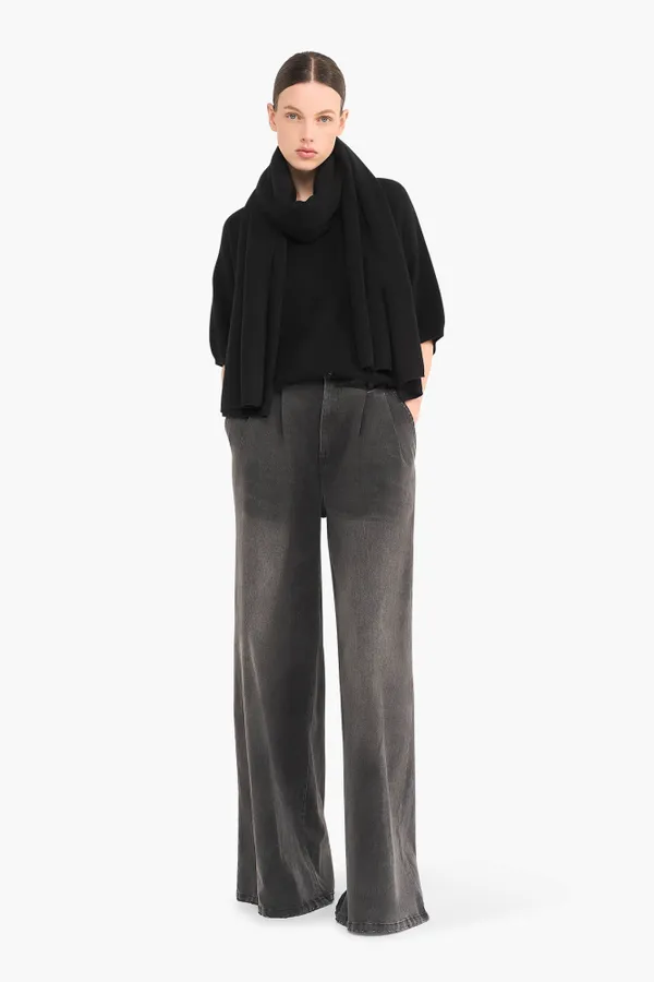 Cashmere Trui Dames Korte Mouw Romeo Zwart