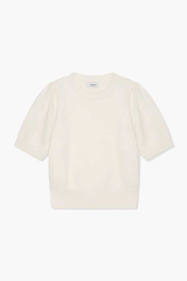 Merino Wollen Truitje Pof Mouw Peyton Off White