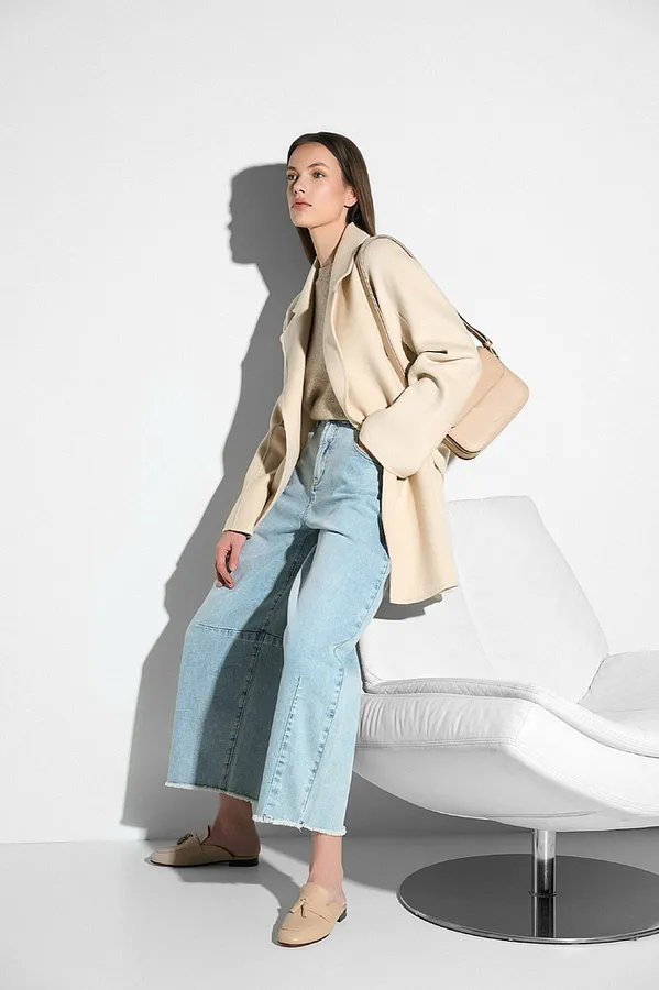 Women's Double-Faced Cashmere Coat, Calvin Beige