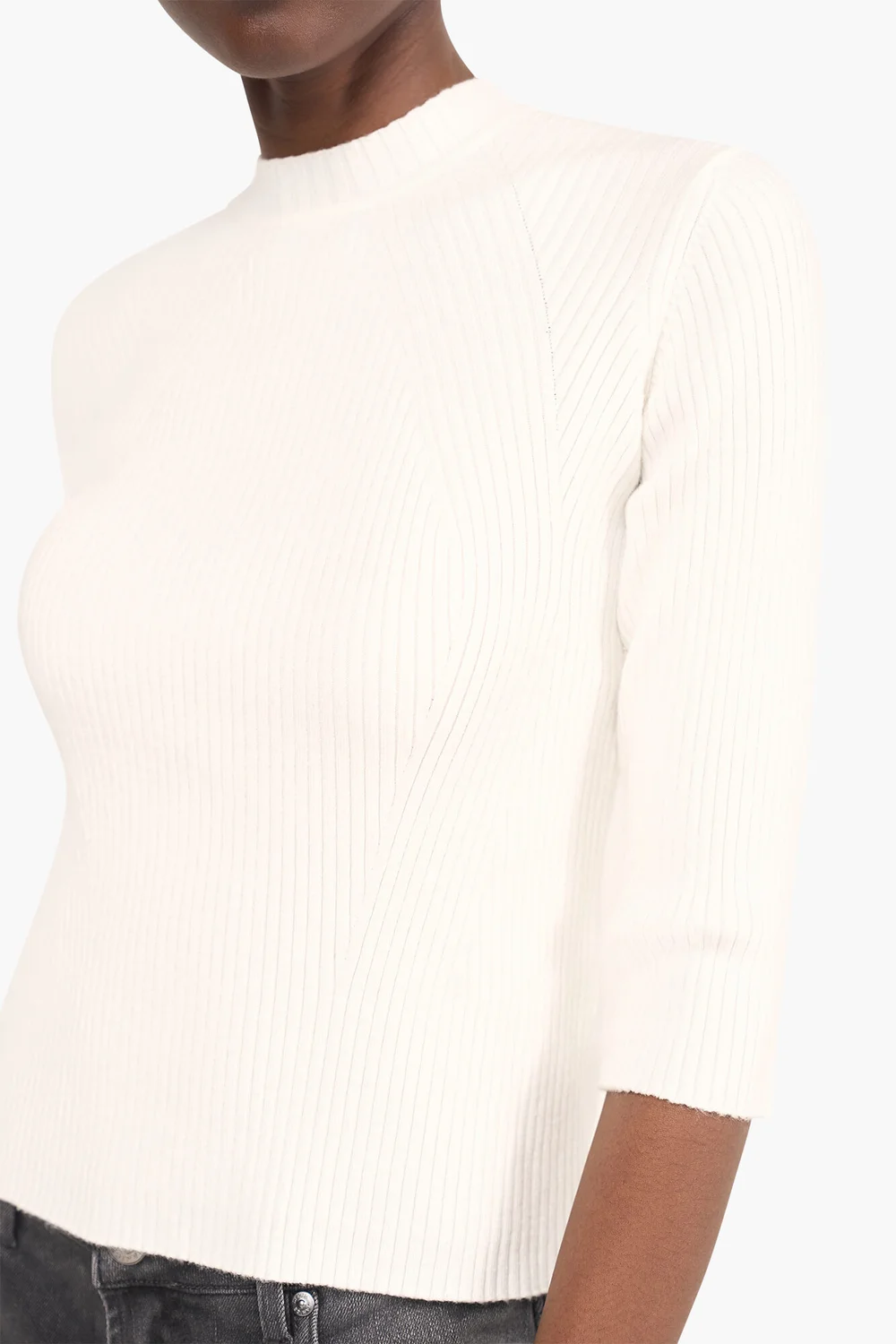 Top aus Viskose-Strick mit Logo-Aufdruck auf dem Rücken, Alec, Off-White
