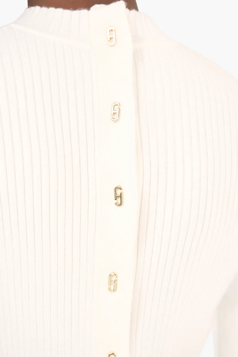 Top aus Viskose-Strick mit Logo-Aufdruck auf dem Rücken, Alec, Off-White