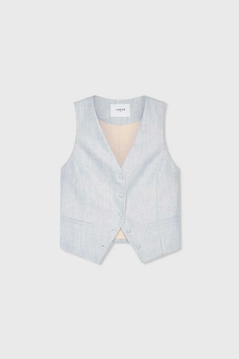 Vest Gilet Dames Lurex Blauw Dave