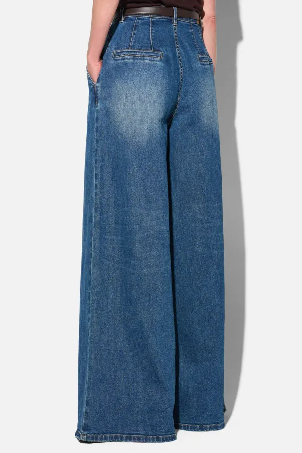 Wide Leg Jeans Stretch High Rise Blauw Dollar 469