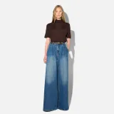 Wide Leg Jeans Stretch High Rise Blauw Dollar 469