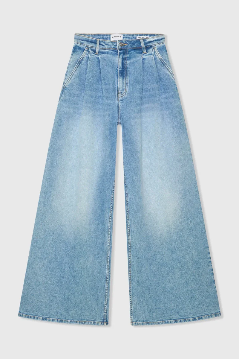 Wide-Leg Stretch High-Rise Jeans in Dollar Blue 786